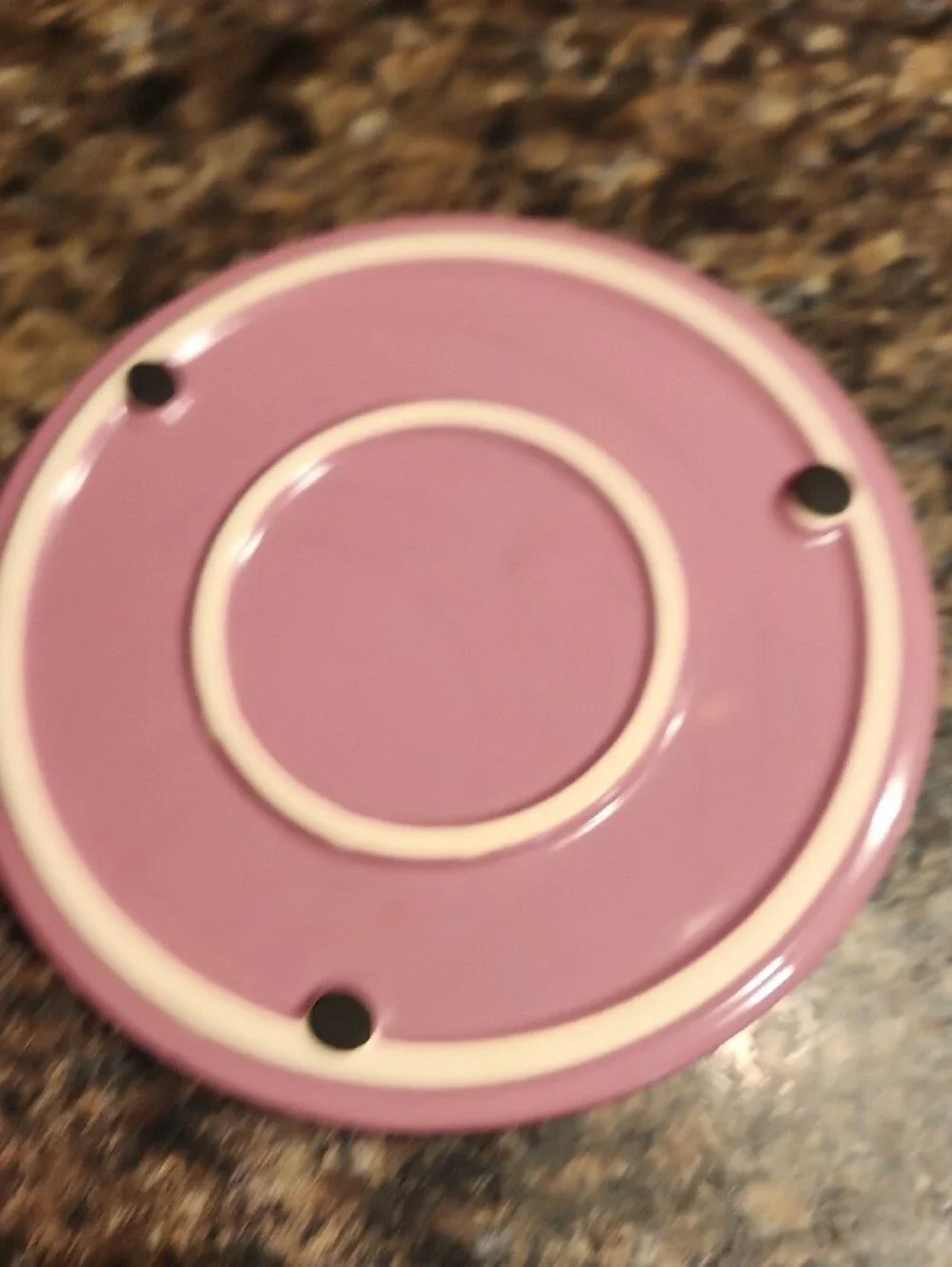 Temp-Tations Pink Polka Dot Ceramic Serving Dish W/trivet
